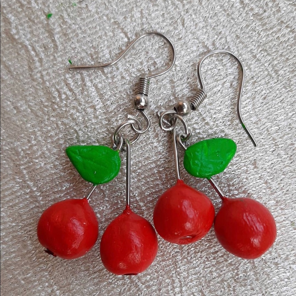 Cherry clay earrings